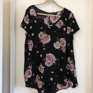 Torrid black and pink floral top size 1